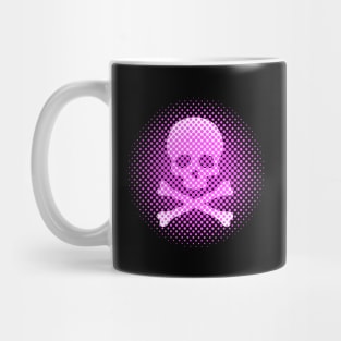 Neon Pink Skull and Crossbones Creepy Gothic Scary Fun Modern Art Mug